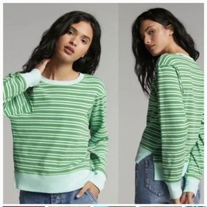 Anthropologie Maeve Diane Green Striped Thermal Top